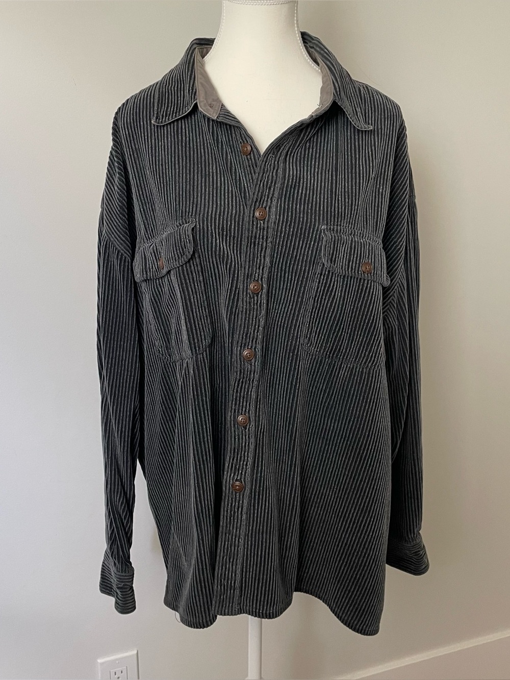 Vintage St. John's Bay Corduroy Cotton Ribbed Shacket Grey Size Extra Large